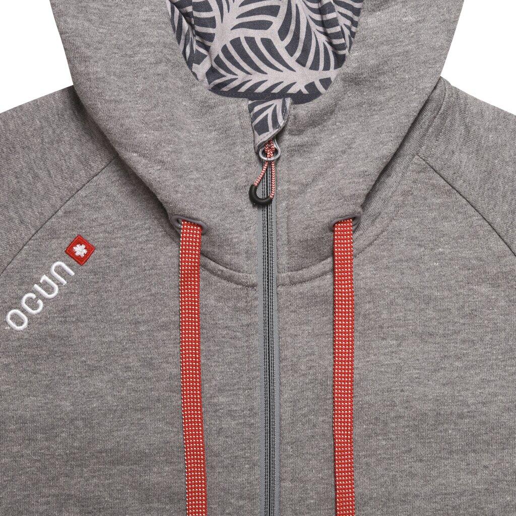 Hoodie Ocún femme bleu opal zip YKK double sens capuche ergonomique pouces 5/7