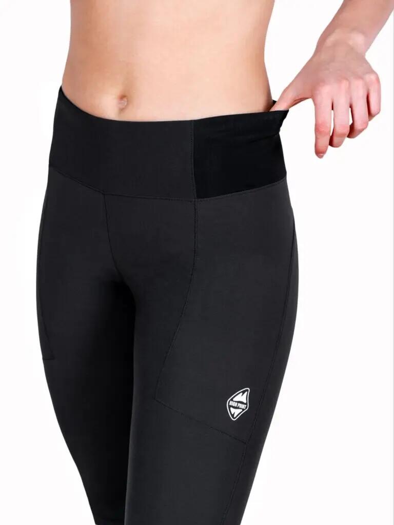 Legging outdoor High Point Play Lady Tights mujer negro talle alto secado rápido 5/6