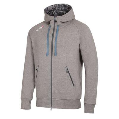 Ocún Hoodie Herren Grau mit Kapuze Reißverschluss 80/20 Baumwolle-Polyester
