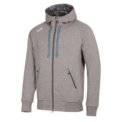 Ocún Hoodie Herren Grau mit Kapuze Reißverschluss 80/20 Baumwolle-Polyester