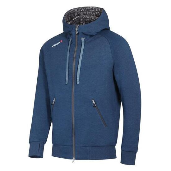 Ocún Hoodie Herren Grau mit Kapuze Reißverschluss 80/20 Baumwolle-Polyester