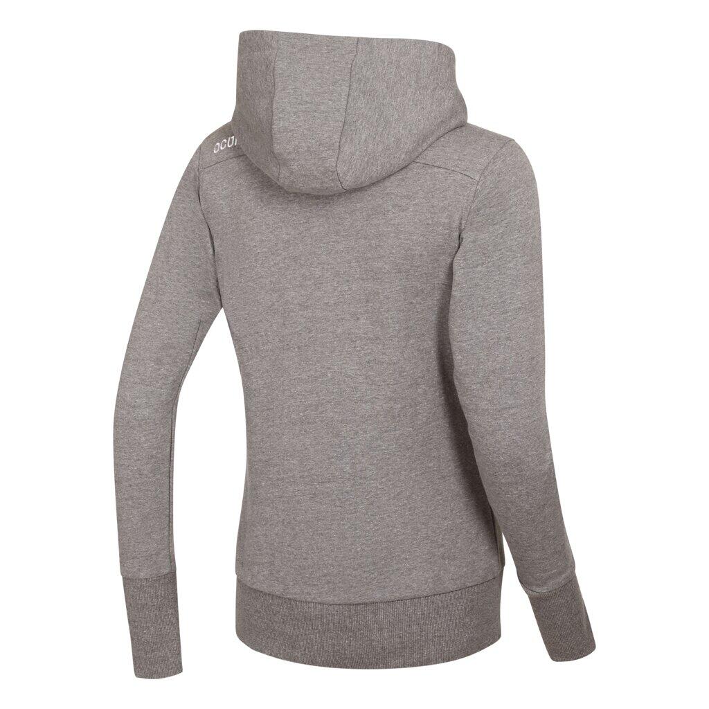 Hoodie Femme Ocún Grey Paloma — 80% coton, poche zippée, capuche ergonomique 4/7