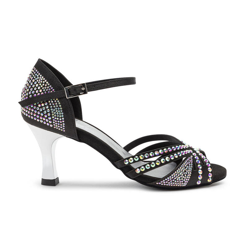 DQ L3M Chaussures de danse en noir avec strass - 7.0 cm flare