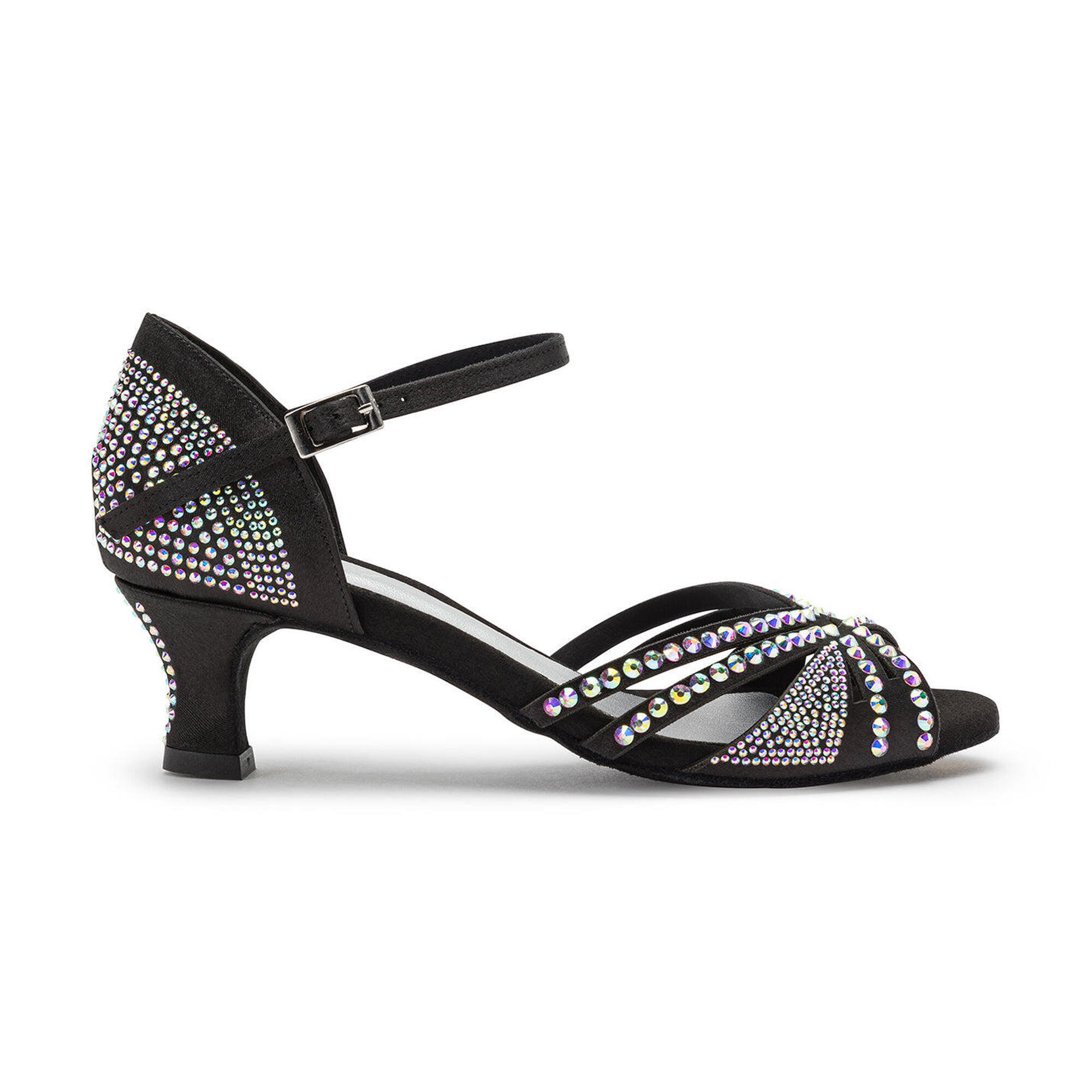 DQ L3M Dance shoes in black with rhinestones - 5.0 cm flare