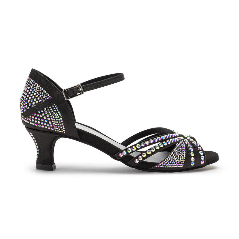 DQ L3M Chaussures de danse en noir avec strass - 7.0 cm flare