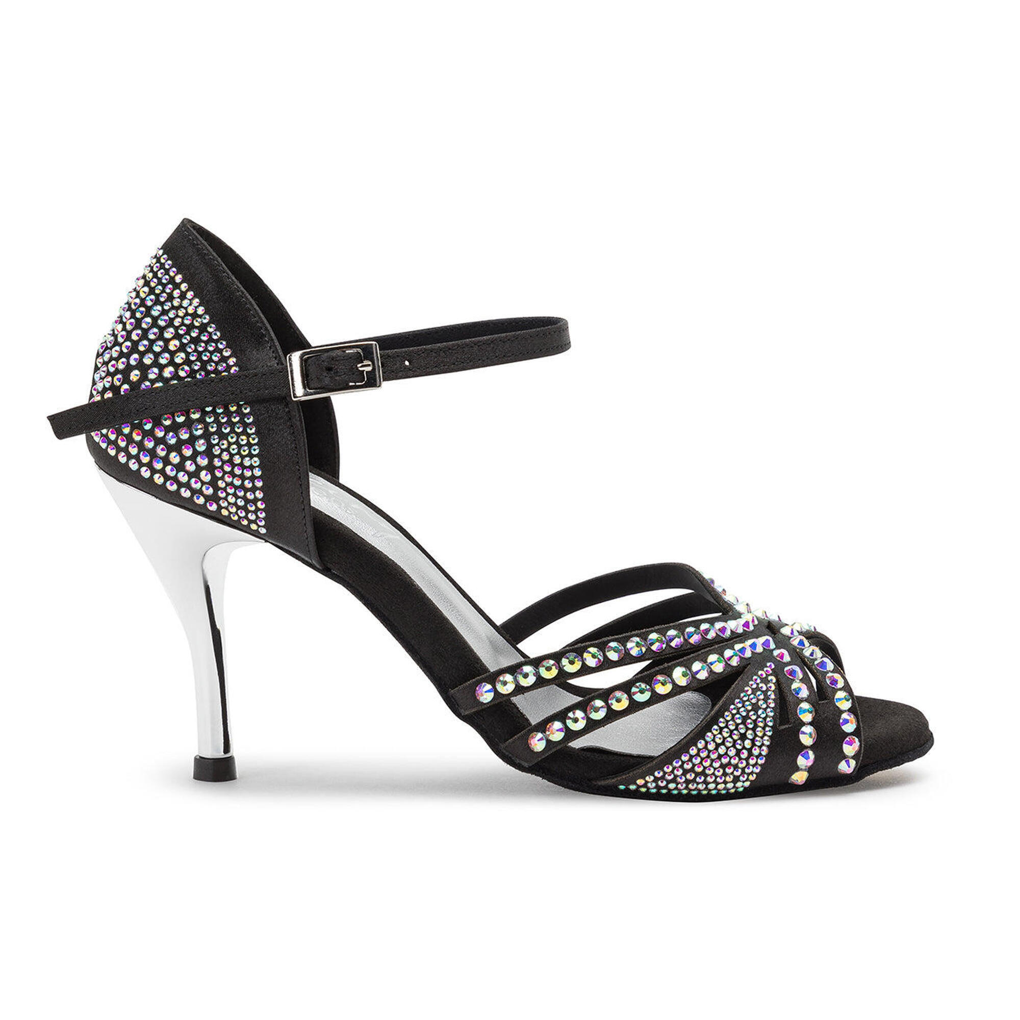 DQ L3M Dance shoes in black with rhinestones - 5.0 cm flare