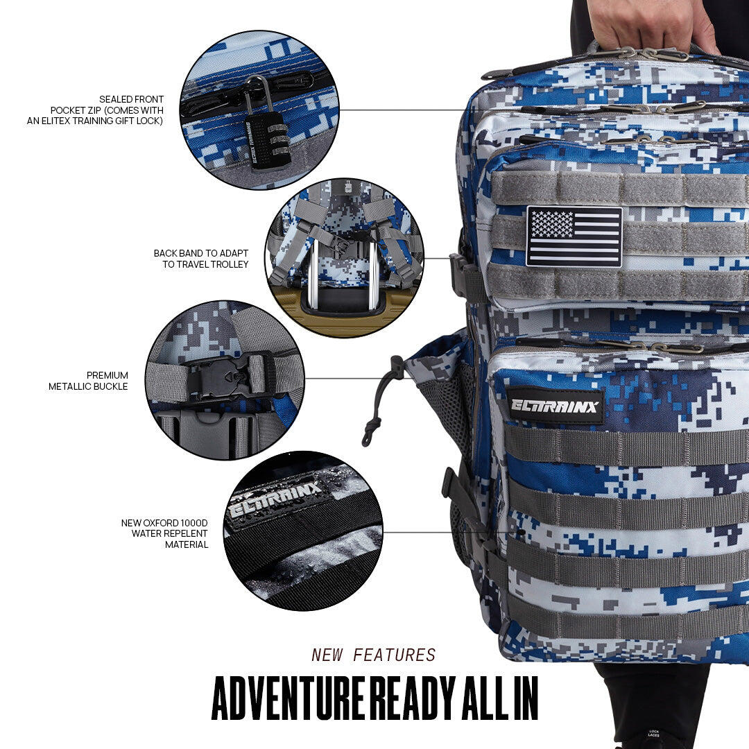 Mochila Elitex V1 Azul Marinho 45L Cabine Treino Impermeável 2/7