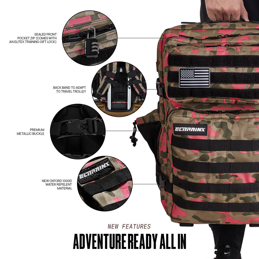 Militaire tactische rugzak ELITRAINX V1 CAMOUFLAGE ROZE 45L voor sport en reizen 2/7