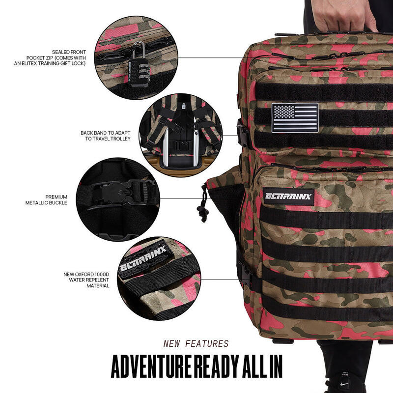 Mochila Táctica Militar ELITRAINX V1 CAMUFLAJE ROSA 45L para Deporte