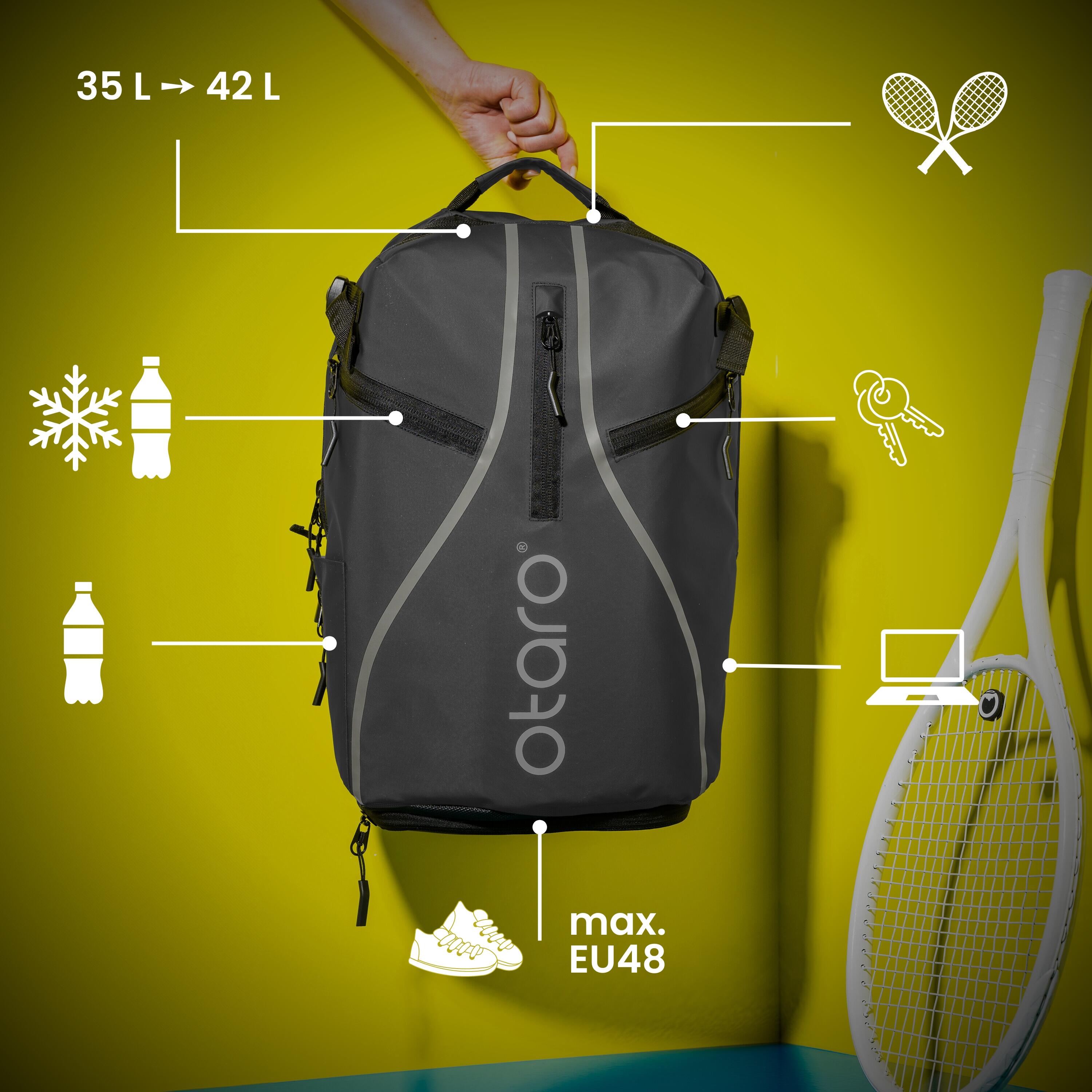 Tennistasche mit Schuhfach 1-2 Schläger | Tennisrucksack Pro 42L Grau 3/8