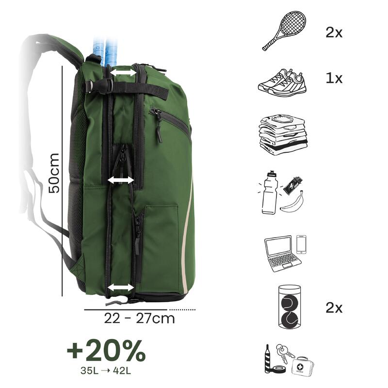 Sac de tennis avec compart. à chaussures 1-2 raquettes | Pro 42L Vert Wimbledon