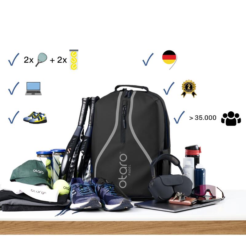 Mochila Padel con compartimento para zapatos | 35L - Negro