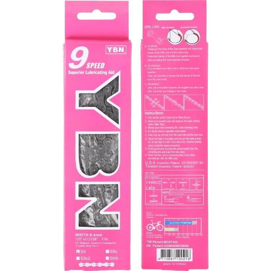 Łańcuch rowerowy 9 rzędowy YBN 116 ogniw S9