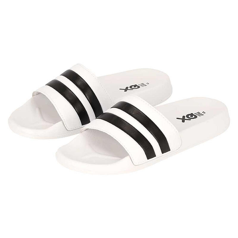 XQ - Slippers Heren - Stripes - Wit/Zwart - Badslippers heren