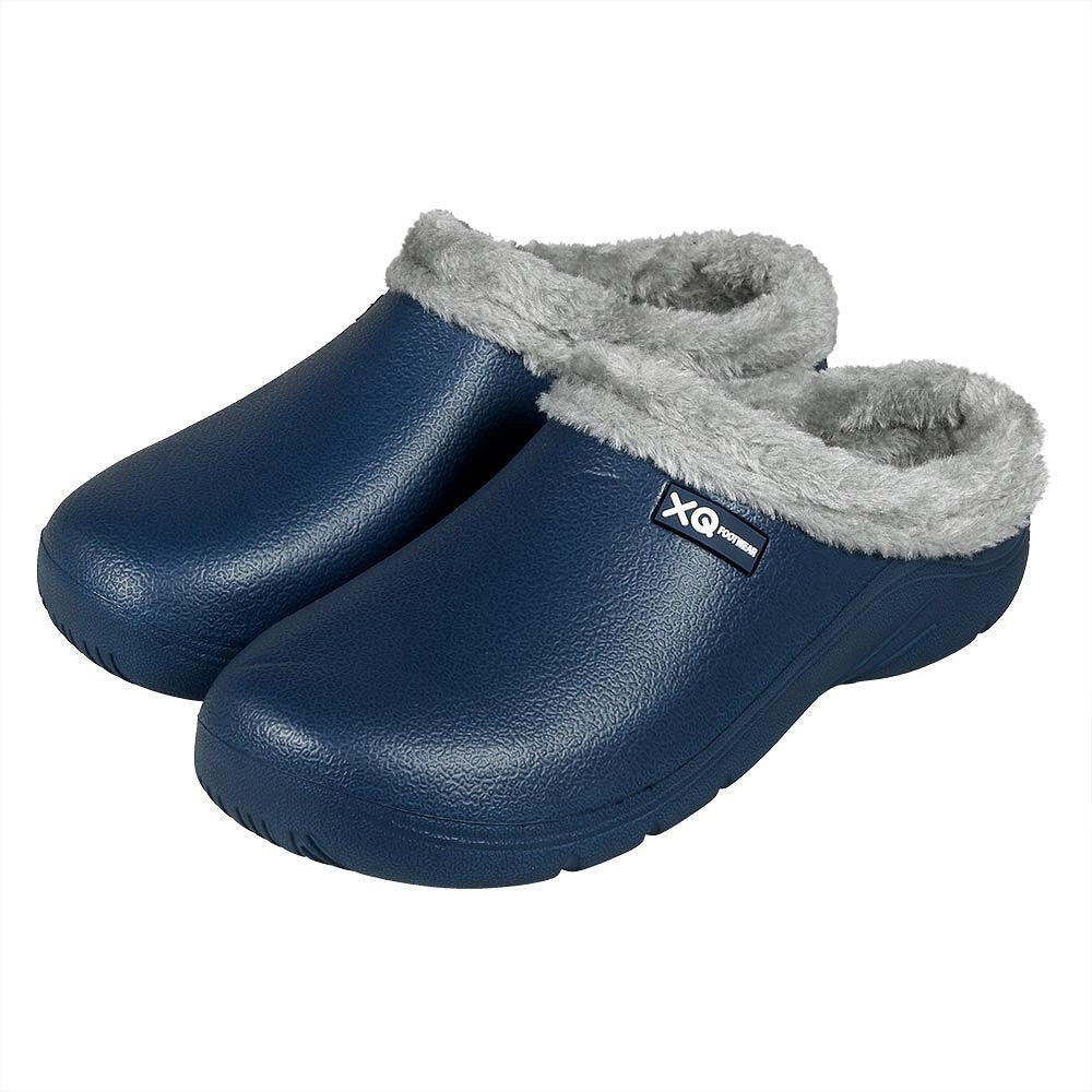 XQ FOOTWEAR Tuinklompen heren - Fake Fur - Navy - Tuinschoenen - Garden Clogs heren