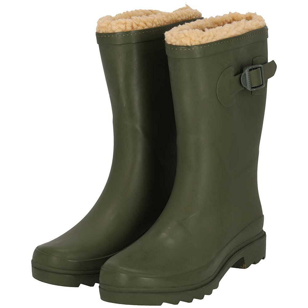 Xq Footwear - Bottes De Pluie Femme Doublées – Fausse Fourrure, 100 % Caoutchouc - Bottes D'Écurie - Vert - 38 - Decathlon