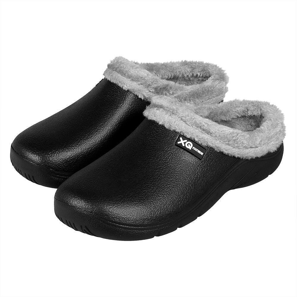 XQ FOOTWEAR Tuinklompen heren - Fake Fur - Zwart - Tuinschoenen - Garden Clogs heren