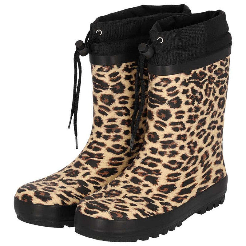 XQ FOOTWEAR Regenlaarzen Dames - Bruin - Panterprint - Festival laarzen