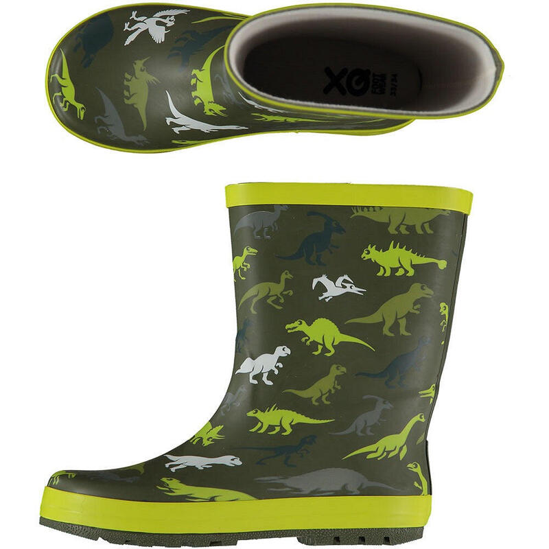 XQ | Bottes de pluie Dino | Enfants | Verte |  | Caoutchouc | Taille 27/28