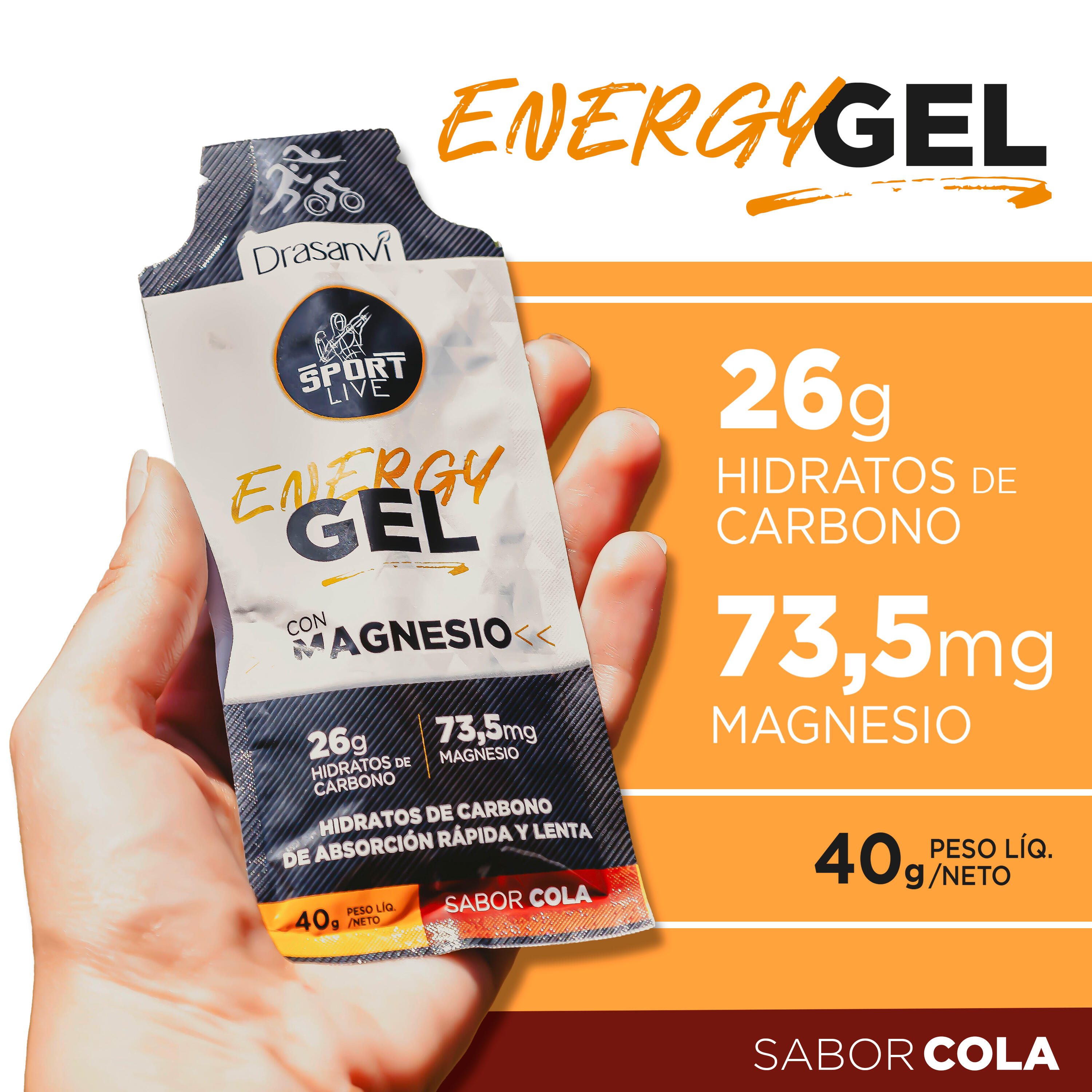 Gel Energético sabor Cola - Recupera la función muscular - Pack 12 uds - 40g 4/6