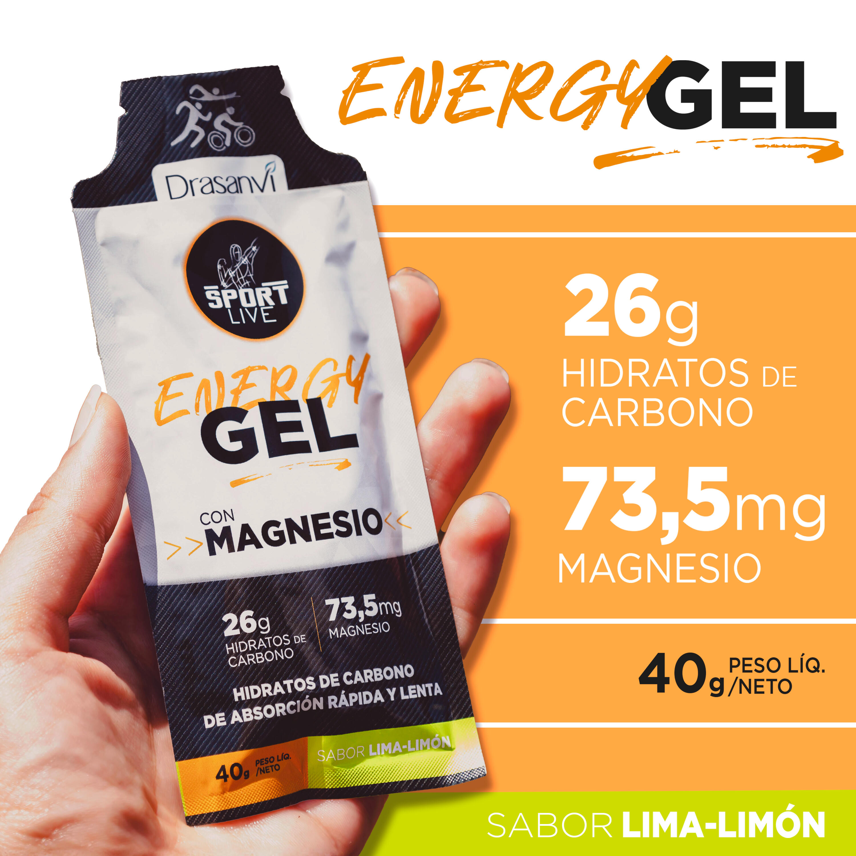 Gel Energético Lima-Limón - Recupera la función muscular - Pack 12 uds - 40g 4/6