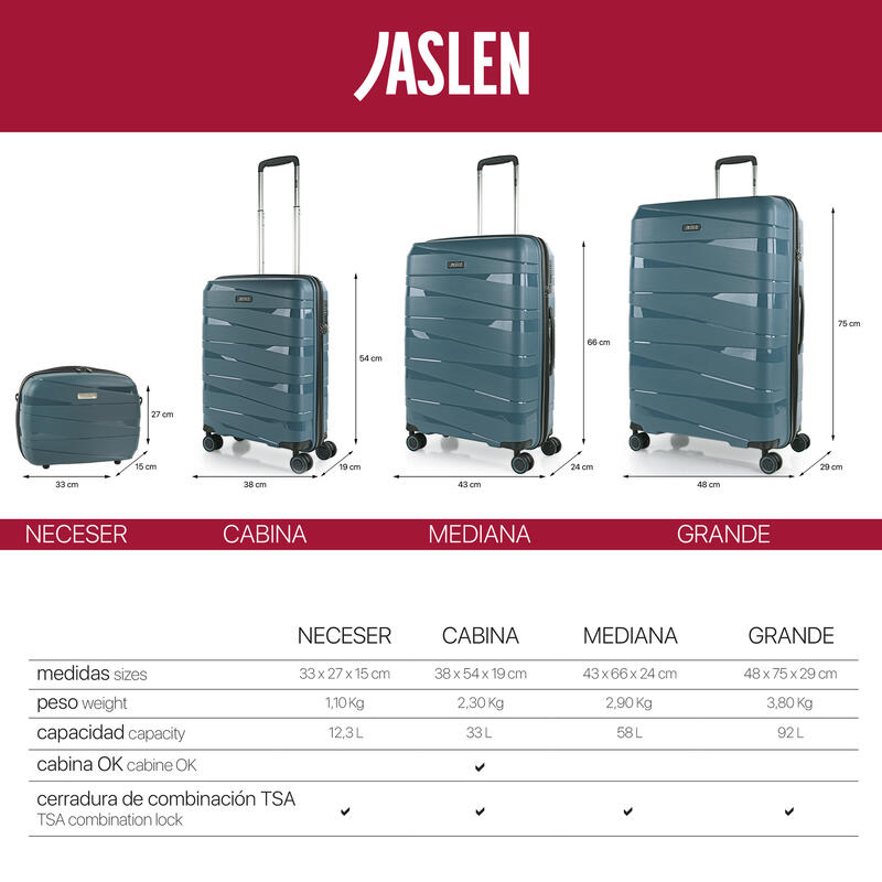 Maleta Pp Pequeña 38L Jaslen Stuttgart 38X54x19cm