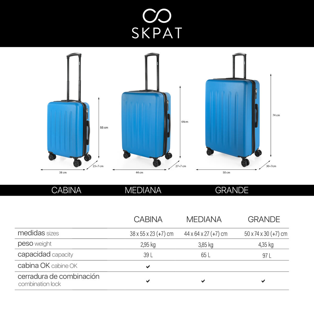 Maleta Abs Mediana 65L Skpat Lisboa 44X64x27cm 7/7