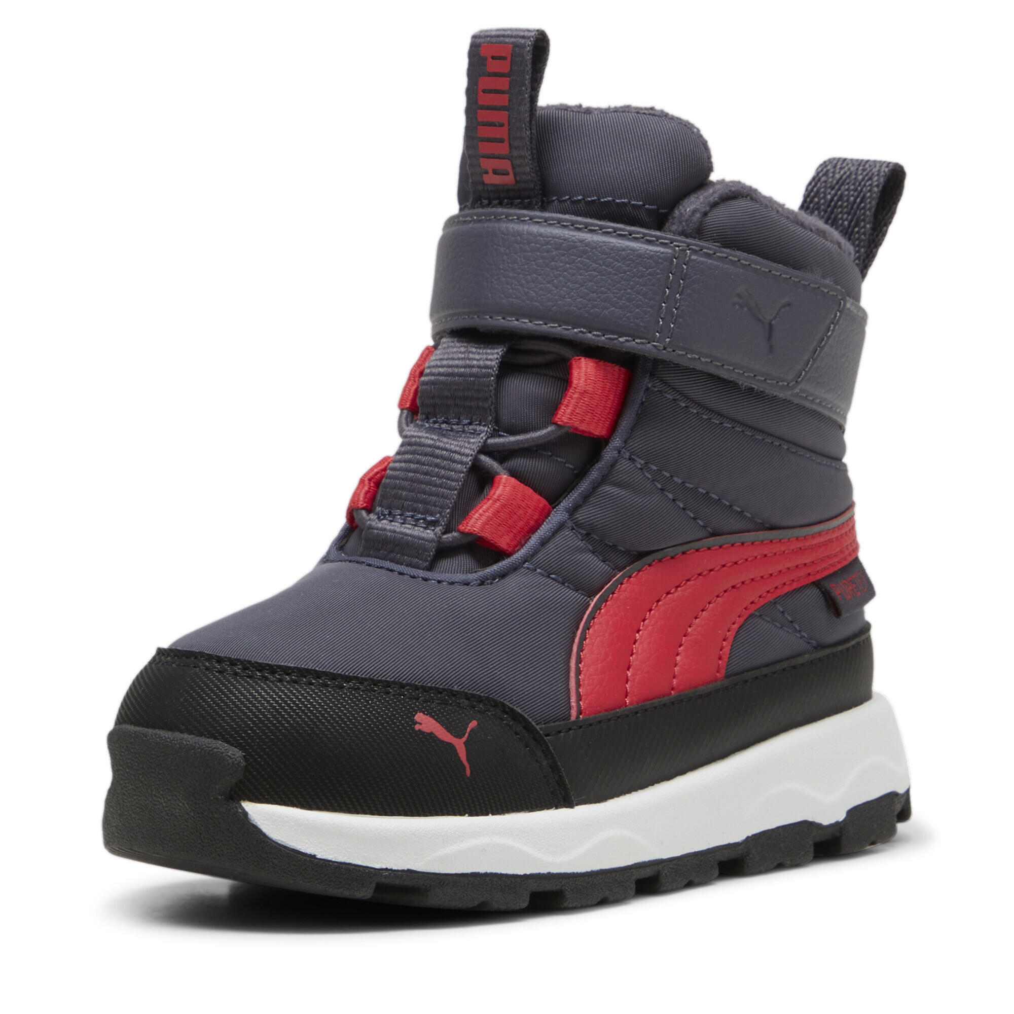 PUMA Evolve Stiefel Klein Kinder PUMA Galactic Gray Tart Cherry Black Red 6/7