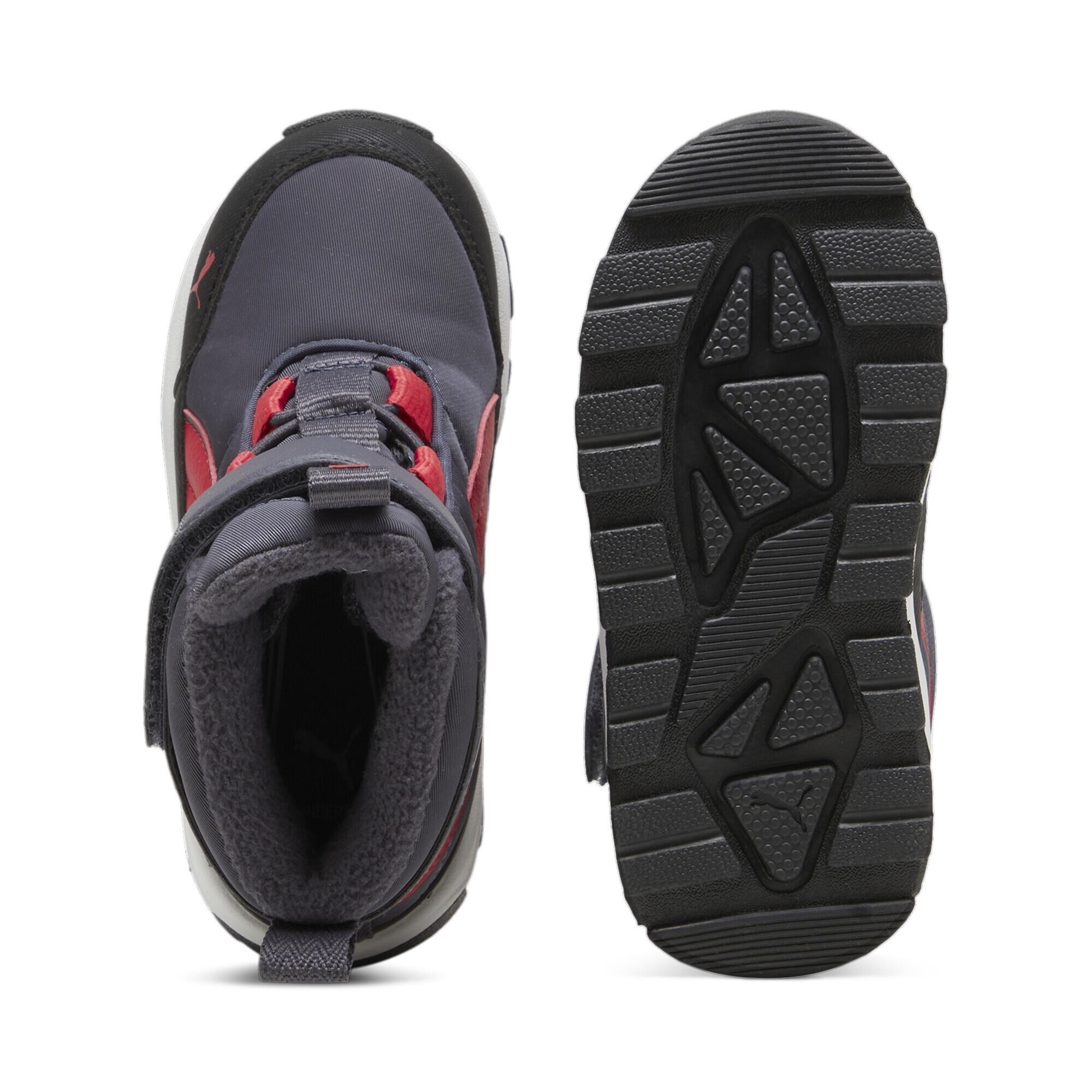 PUMA Evolve Stiefel Klein Kinder PUMA Galactic Gray Tart Cherry Black Red 4/7