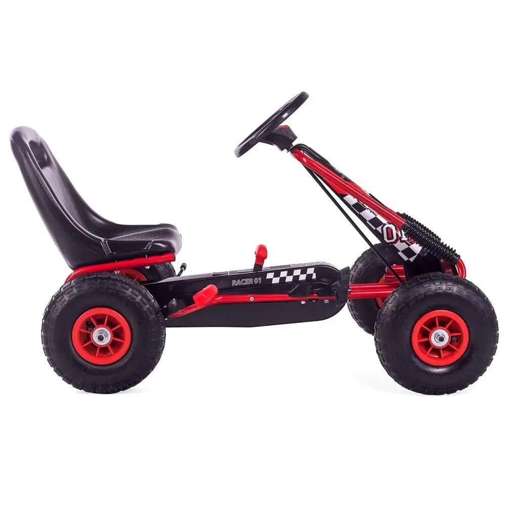 Kart cu pedale Racer Air Kidscare, roti gonflabile si frana de mana 2/5