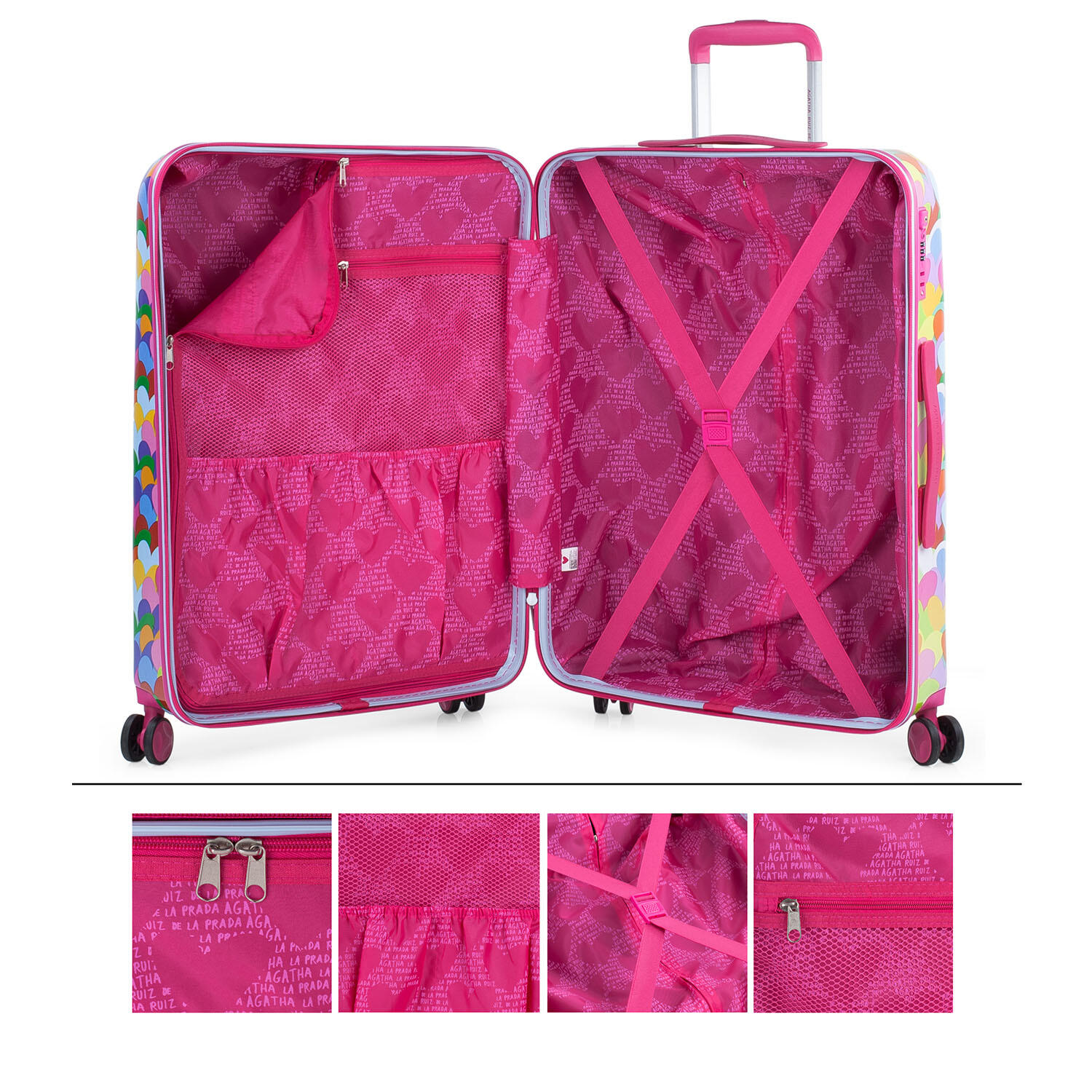 Maleta Mediana 65L Agatha Ruiz De La Prada Corazones Fucsiaes 44X67x24cm 4/7