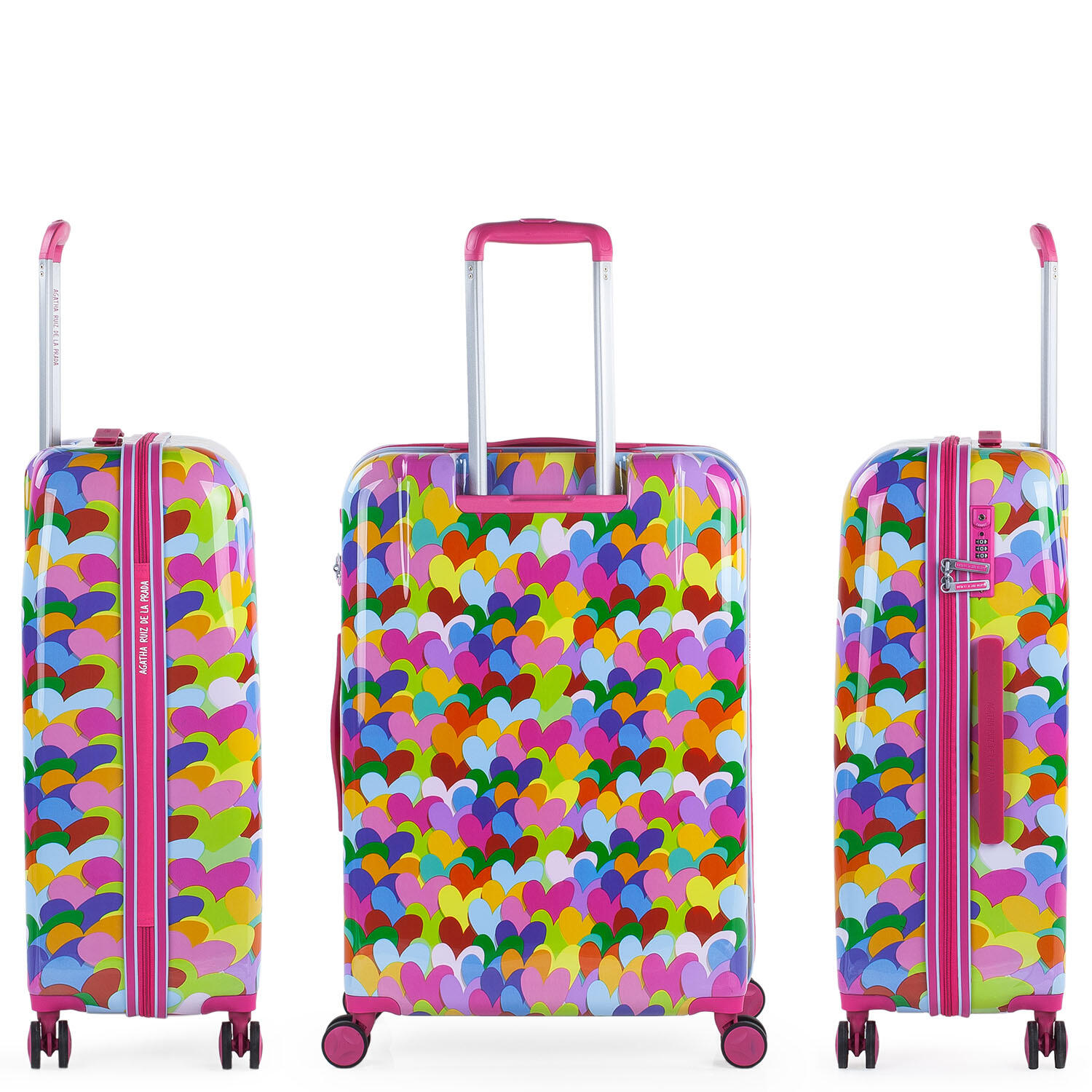 Maleta Mediana 65L Agatha Ruiz De La Prada Corazones Fucsiaes 44X67x24cm 3/7