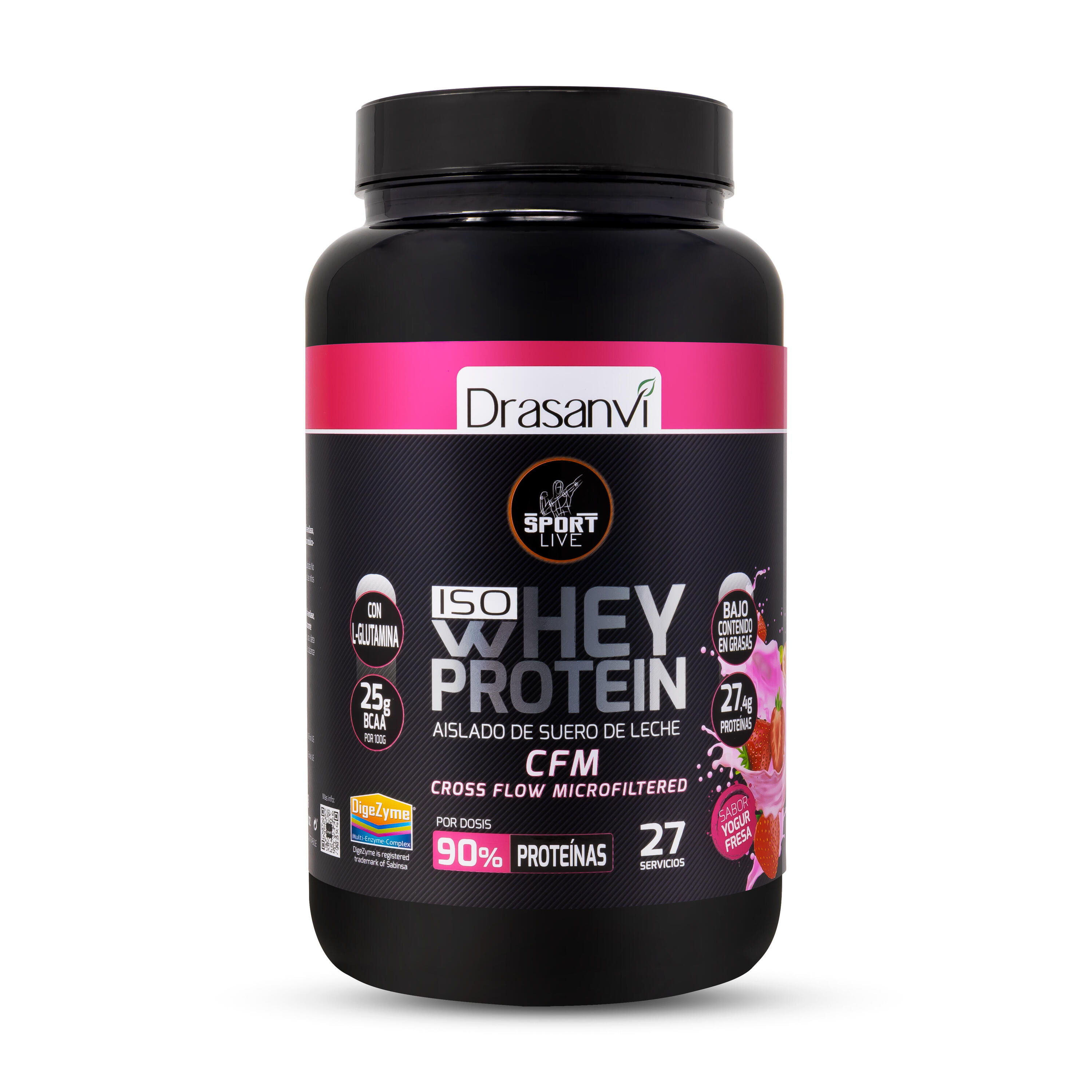 DRASANVI Proteína Whey Isolada Sport Live - Iogurte de Morango - 800Gr