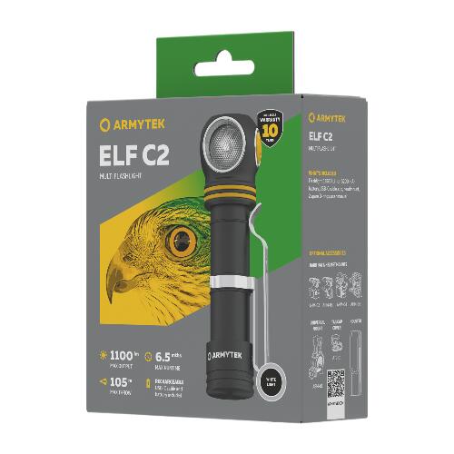 Lampe de Poche Multifonction, Armytek, Elf C2, USB-C, Lumière Blanche 4/5