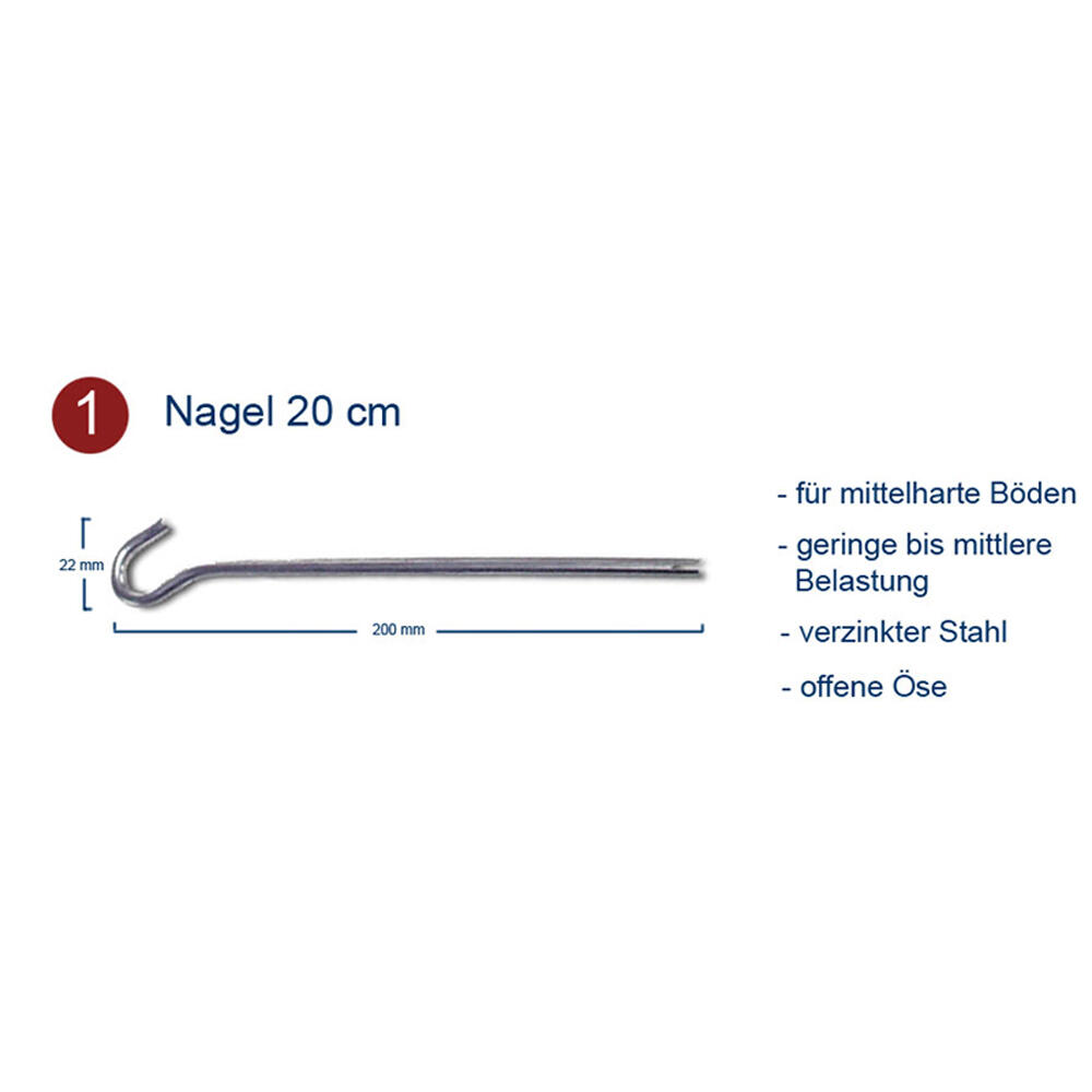10 x haringen 20 cm rotsnagel tentharing grondnagel 4 mm stalen nagels 4/4
