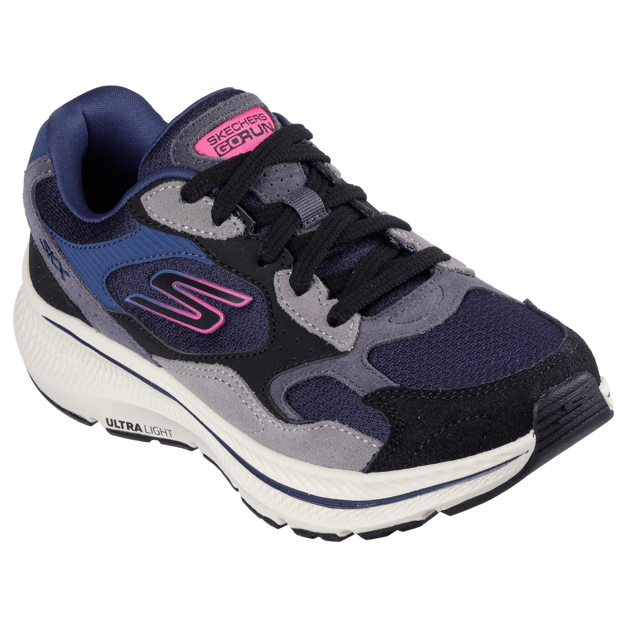 Skechers - Baskets De Course Femme Go Run Consistent 2.0 Retro Stride Noir / Bleu Marine - Baskets - Bleu|noir - 38 - Decathlon