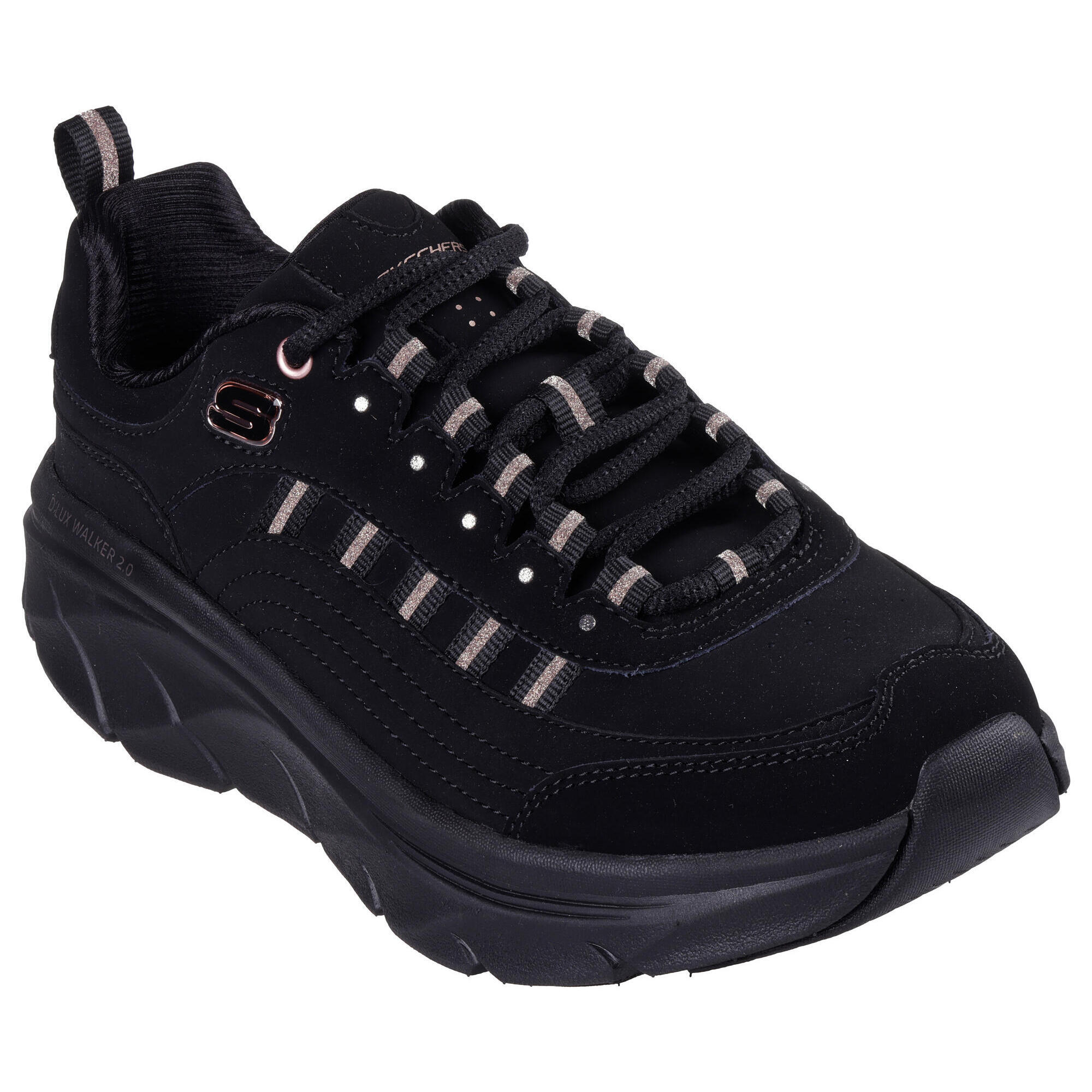 Skechers - Chaussures Femme D'Lux Walker 2.0 Golden Step Noir / Or Rose - Baskets - Gris|noir - Decathlon