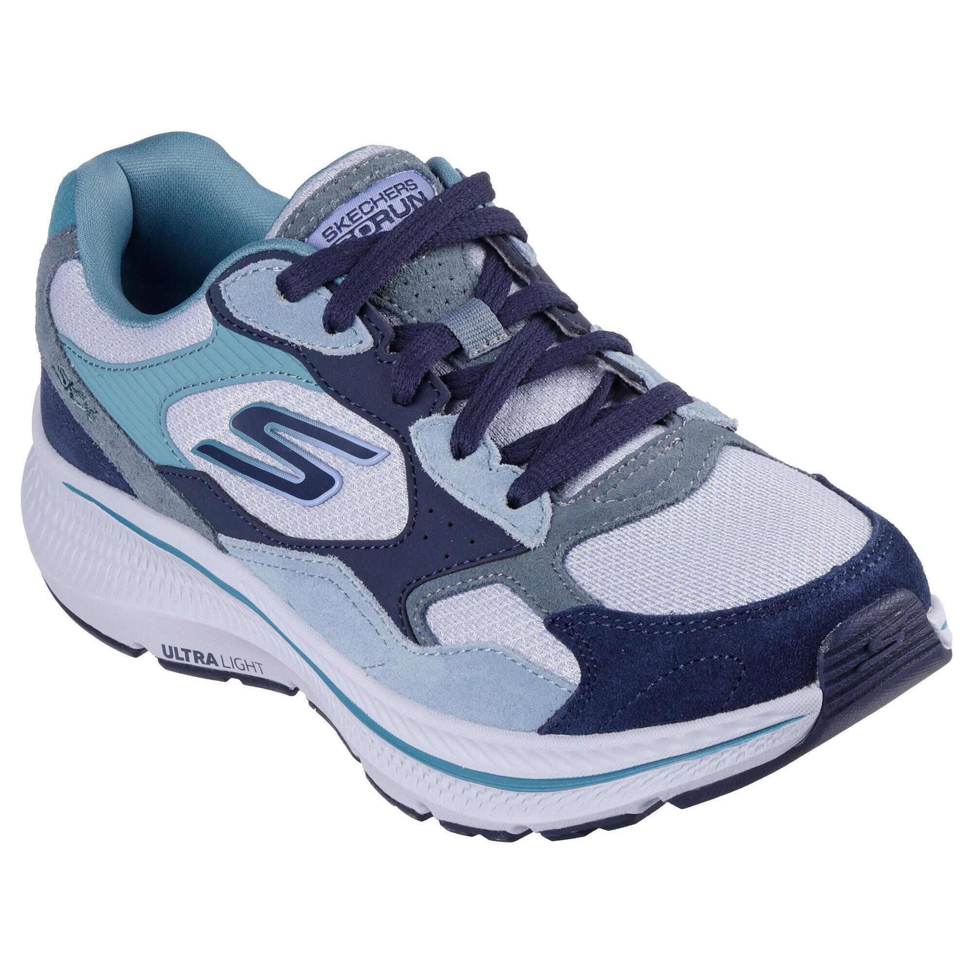 Skechers - Baskets De Course Femme Go Run Consistent 2.0 Retro Stride Bleu / Bleu Marine - Baskets - Bleu - Decathlon