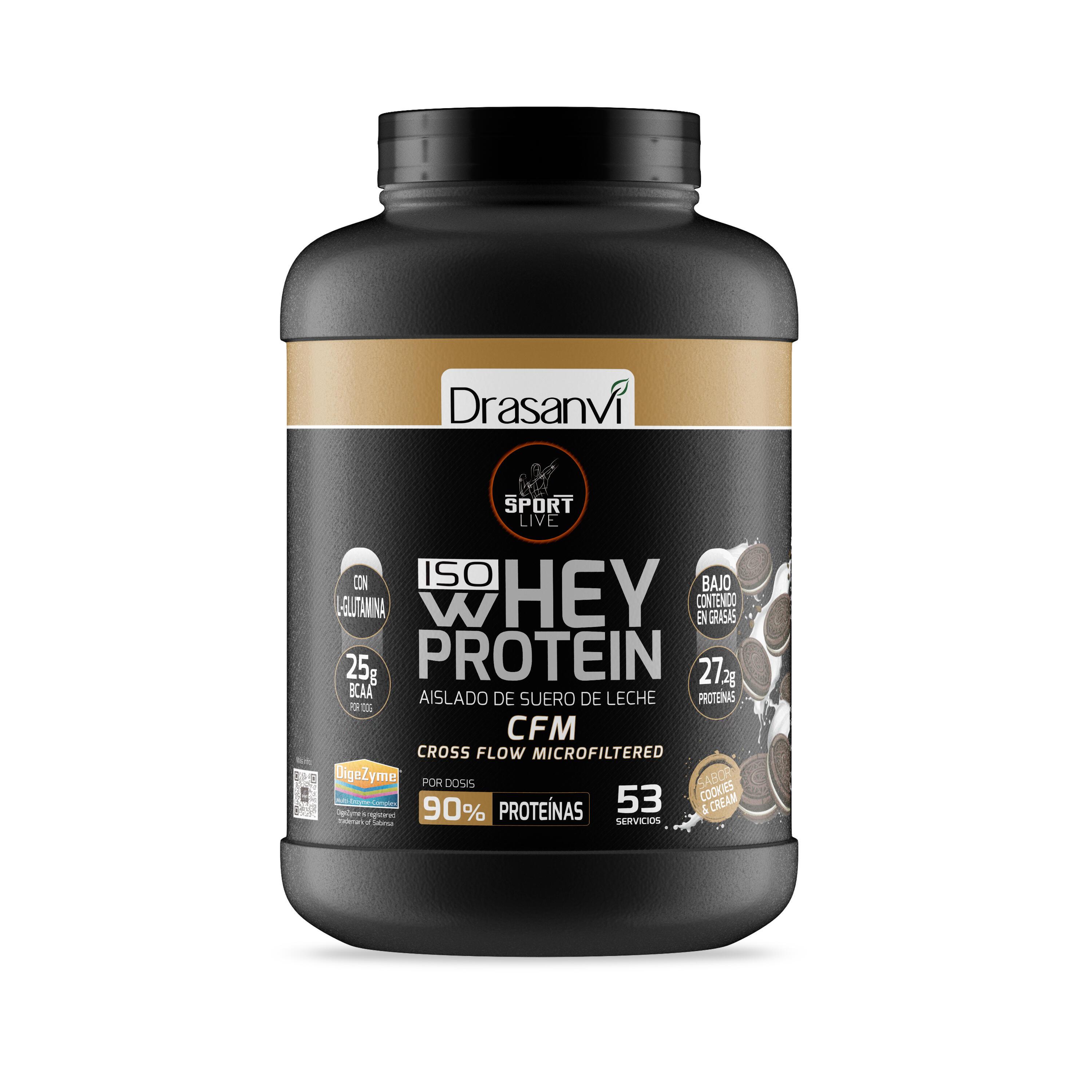 DRASANVI Whey Protein Isolate Sport Live - Bolachas e creme 1,6Kg