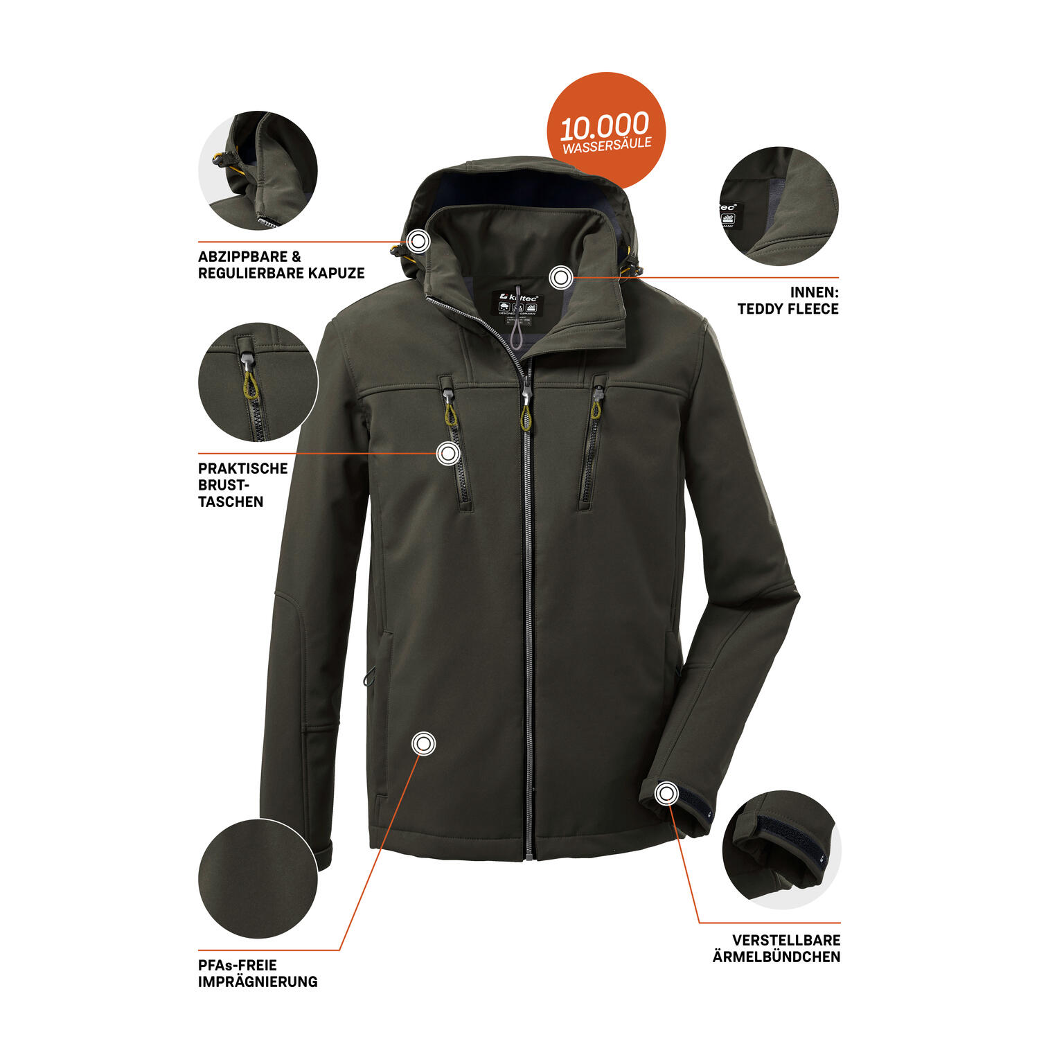 Killtec KOW 163 Softshell Jacket - Mens - Dark Moss 6/6