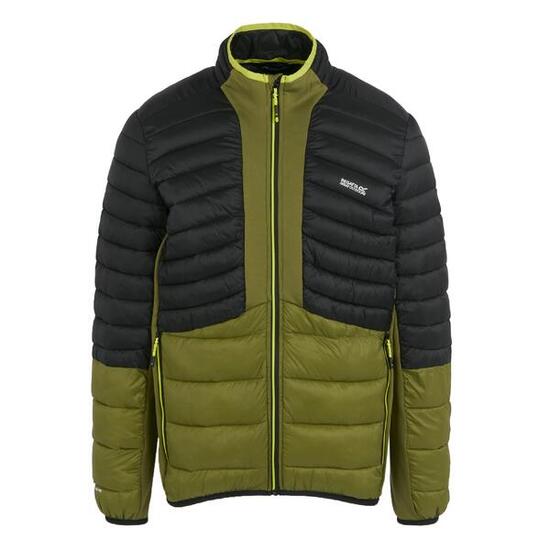 Heren Leedre Colour Block Hybride Jas (Nefriet groen/zwart)