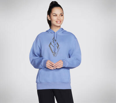 Dames hoodie skech-sweats diamond shine met lange mouwen in fluweelblauw