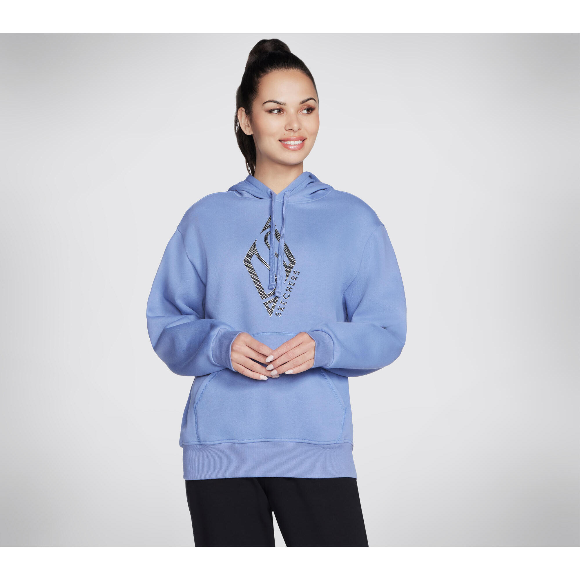 Skechers - Sweat À Capuche Femme Skech-sweats Diamond Shine À Manches Longues Bleu Velours - Sweat-shirt - Bleu - Decathlon