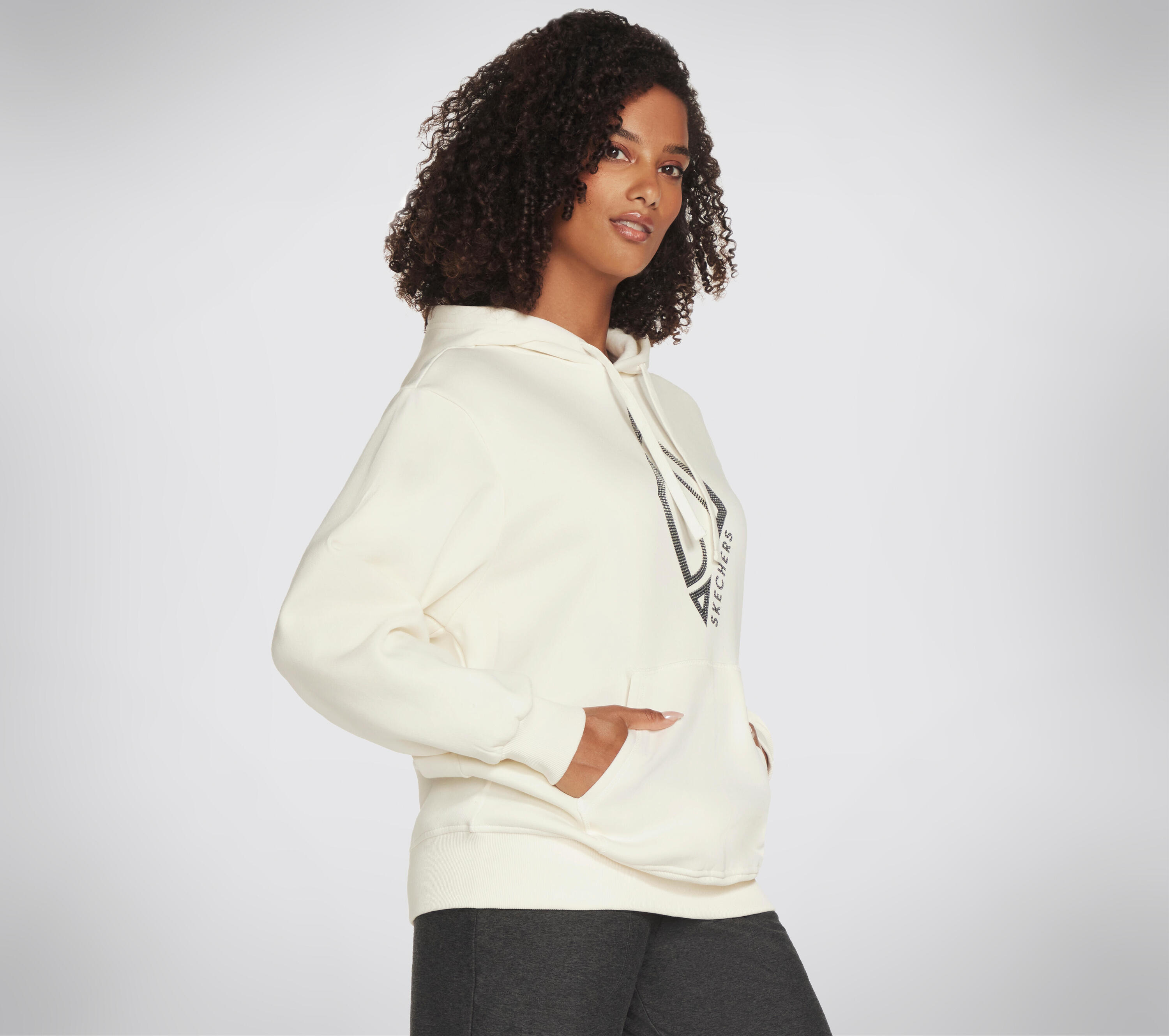 Sweat à capuche femme SKECH-SWEATS DIAMOND SHINE à manches longues blanc 3/3