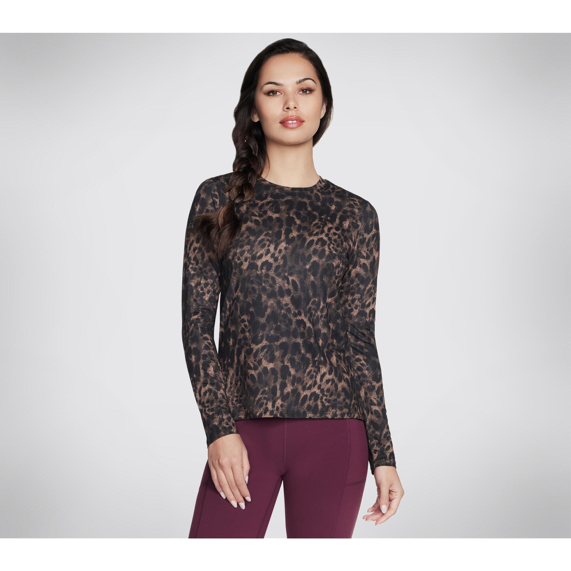 Skechers - Femme Haut À Manches Longues Godri Serene Cheetah T-shirts/débardeurs Léopard - T-shirt Manches Longues - Marron - Decathlon