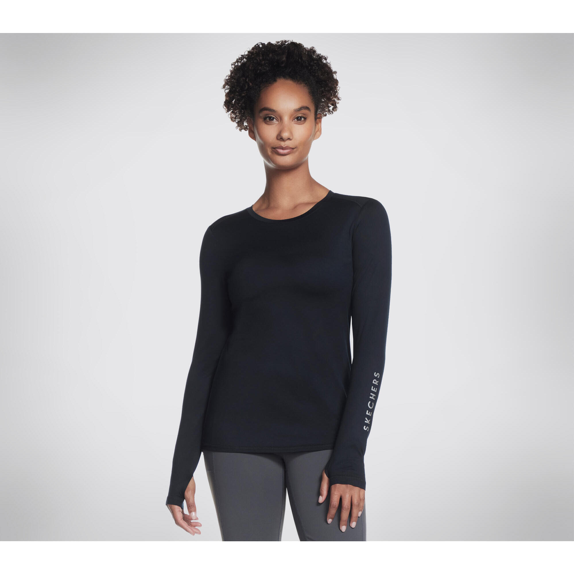 Skechers - Skechers T-shirt Femme Manches Longues Godri Swift Ls Crew Noir - T-shirt Manches Courtes - Noir - Decathlon