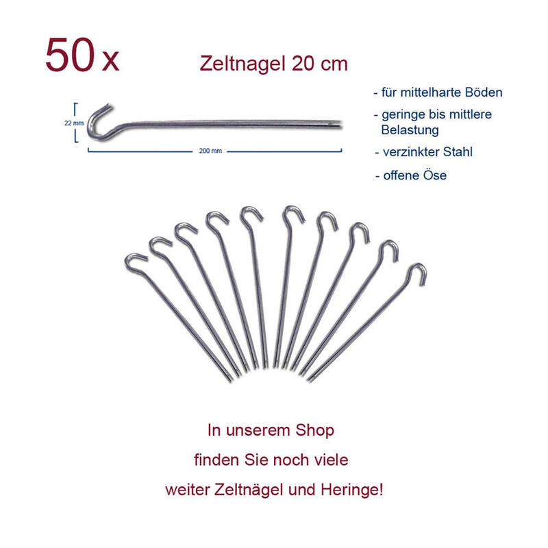 50 x haringen 20 cm rotsnagel tentharing grondnagel 4 mm stalen nagels