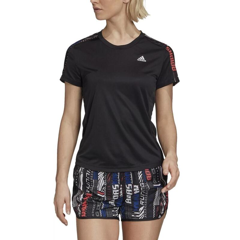 Camiseta de manga corta para Mujer Adidas The run Negro