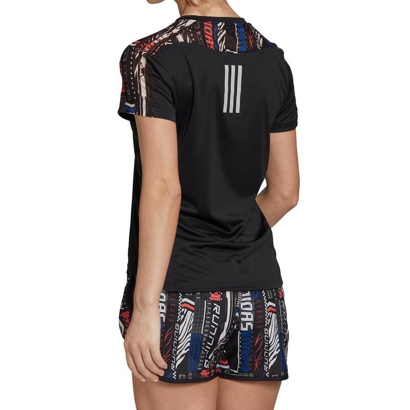 Camiseta de manga corta para Mujer Adidas The run Negro