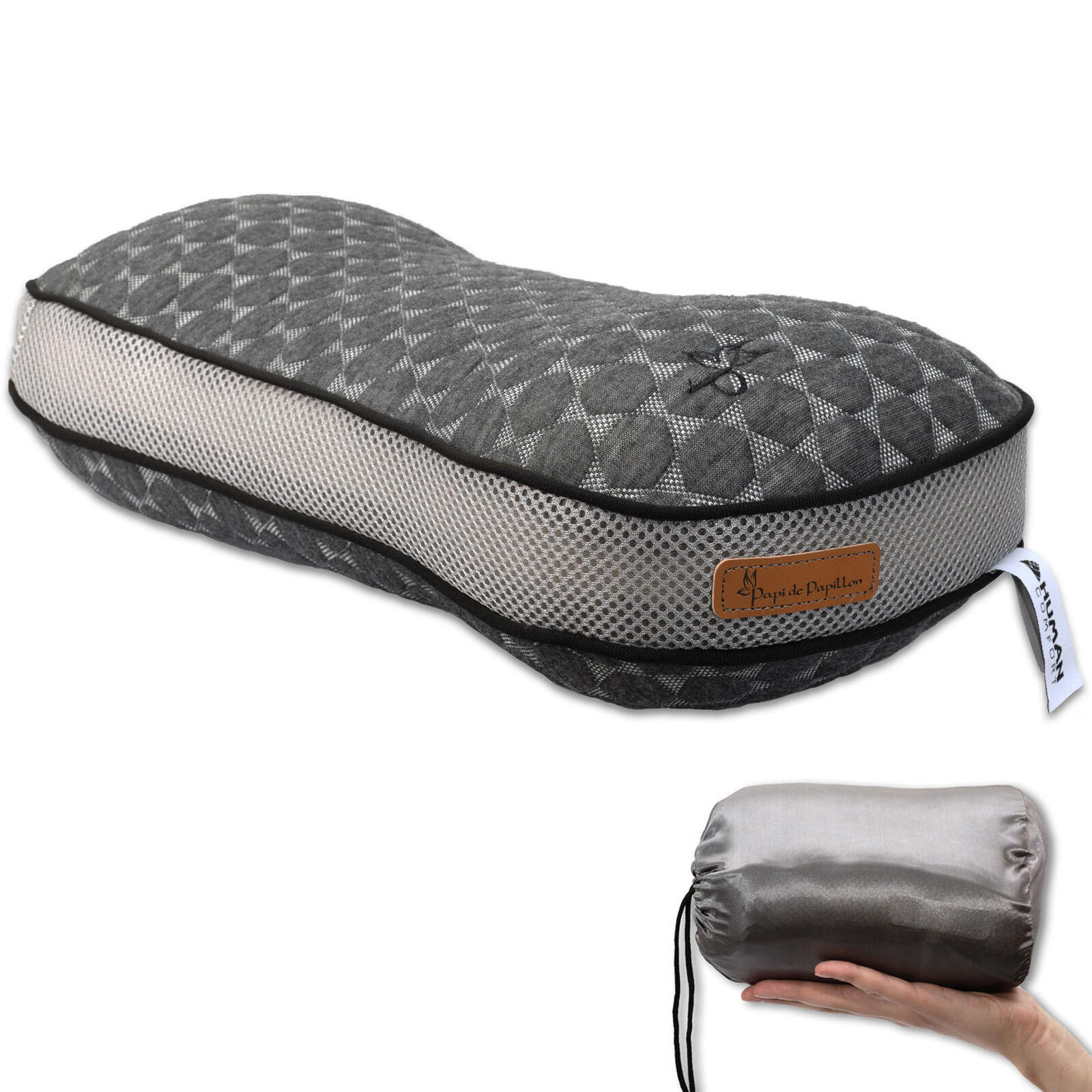 HUMAN COMFORT Almohada Lisle cervical de viaje espuma viscoelástica bambú 44x20